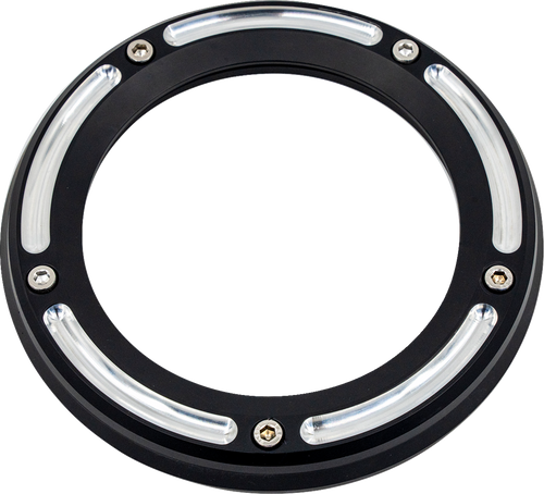 TRASK TM-0041RC Reverse Cut Black w Clear Window Assault Derby Cover Harley M8 17-24